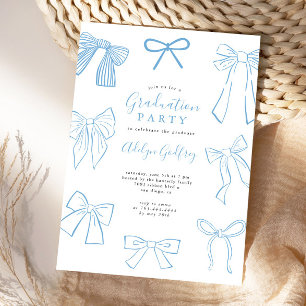 Coquette Bows Light Blue Graduation Party Invitation