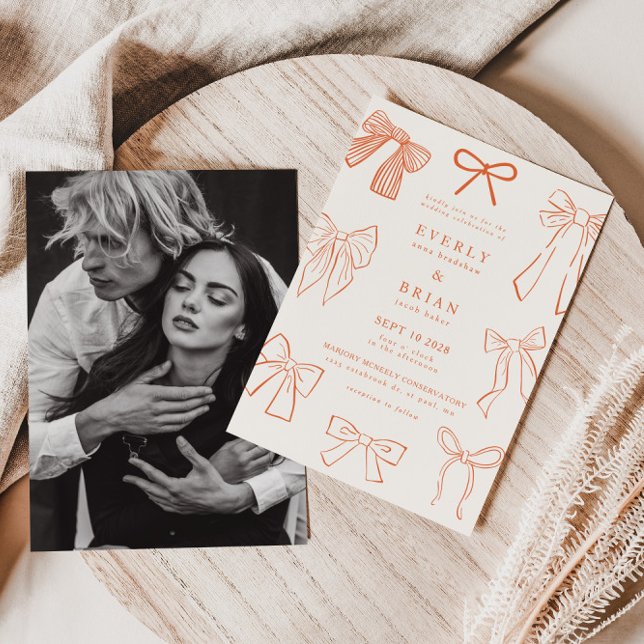 Coquette Bows Orange Faire-part de mariage (Créateur téléchargé)