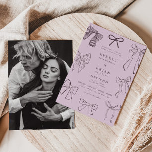 Coquette Bows Purple Wedding Invitation