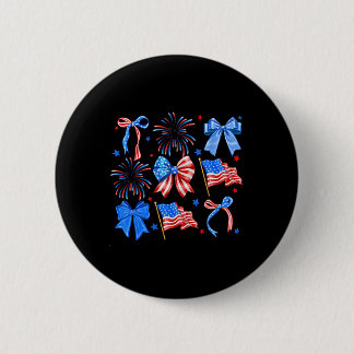 Coquette Bows Red White Blue Usa Flag 4th Of July  2 Inch Round Button