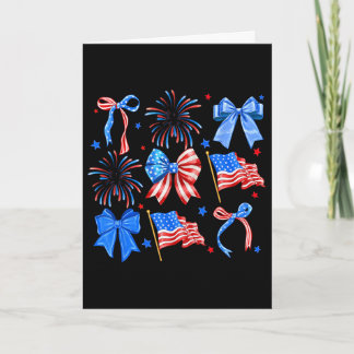 Coquette Bows Red White Blue Usa Flag 4th Of July  Card