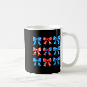 Coquette Bows Red White Blue USA Flag 4th of July Coffee Mug