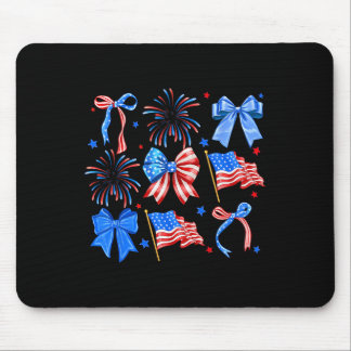 Coquette Bows Red White Blue Usa Flag 4th Of July  Mouse Pad