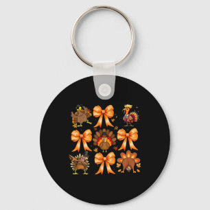 Coquette Bows Thanksgiving Turkey Christmas Turkey Keychain