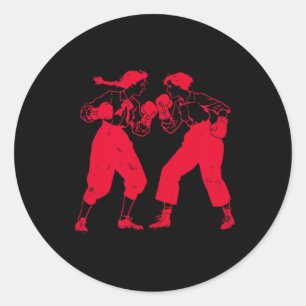 Coquette Boxing Girls Y2k 90s Retro Vintage Girly Classic Round Sticker