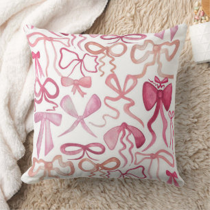 Coquette Bridal Shower Gifts Pink Bow Home Decor  Throw Pillow