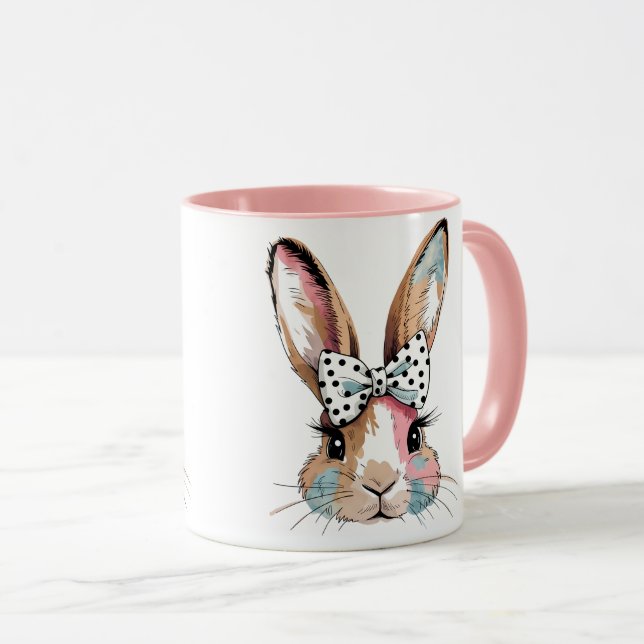 Coquette Bunny Bow Easter Mugs & Cups (Front Right)