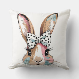   Coquette Bunny Bow Easter Pillow – Soft & Styli