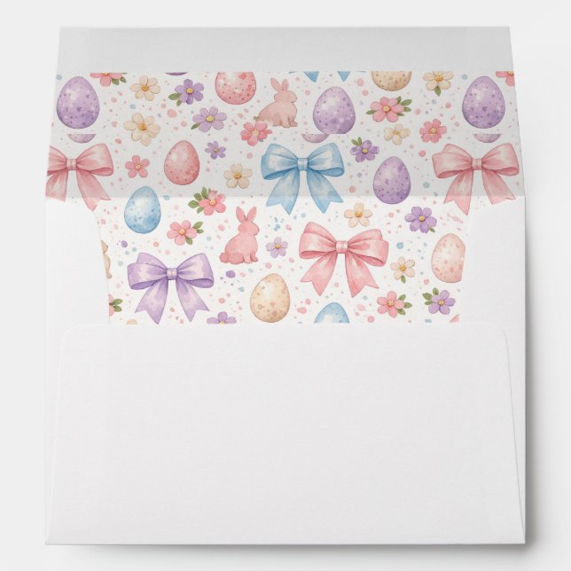 Coquette Bunny Easter Envelope with Pattern Liner (Back (Bottom))