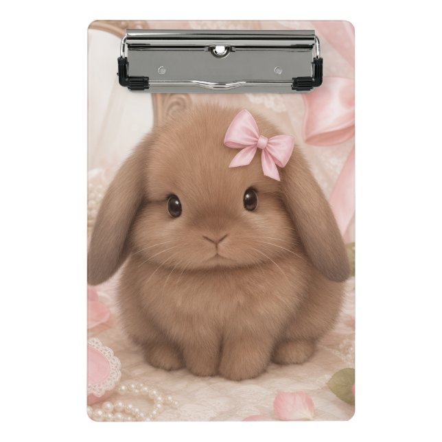 coquette bunny pink bow Mini Clipboard (Front)