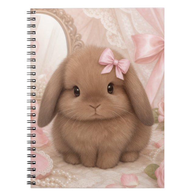 coquette bunny pink bow  notebook (Front)