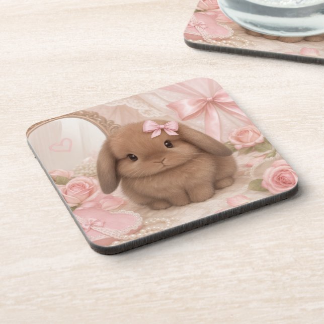 coquette bunny pink coaster (Left Side)