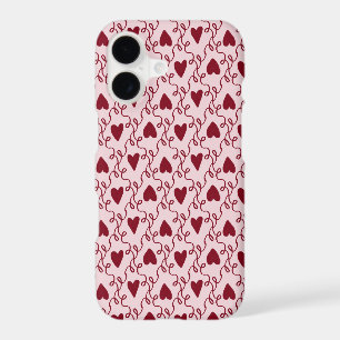 Coquette Burgundy Red Heart & Lattice Doodle