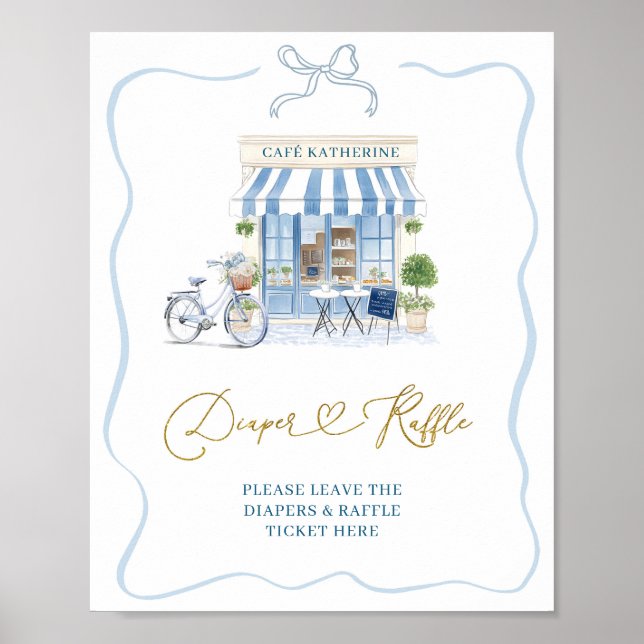 Coquette Café parisien French Diaper Raffle Poster (Devant)
