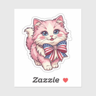 Coquette Cat with Patriotic Ribbon 4th of July