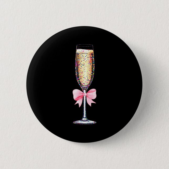 Coquette Champagne Gl Happy New Year 2026 Party Wo 2 Inch Round Button (Front)