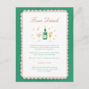 Coquette Charm Handpainted Wedding Details Enclosure Card