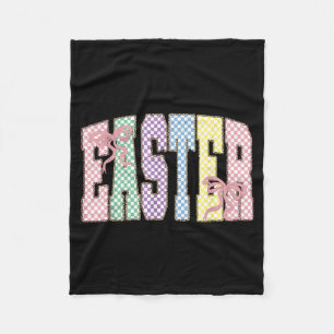 Coquette Checkered Easter Day Spring Easter Pastel Fleece Blanket