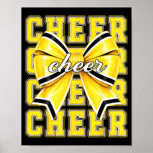 Coquette Cheer Bow Funny Cheerleader Black Gold Poster