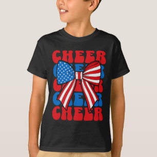 Coquette Cheer Bow Sport Cheerleader Usa American T-Shirt