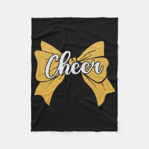 Coquette Cheer Bow Yellow Sport Cheerleader Cheerl Fleece Blanket