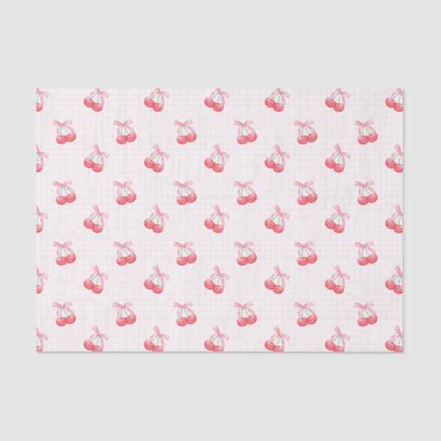 Coquette Cherries Bow Pattern  Tissue Paper (Front)