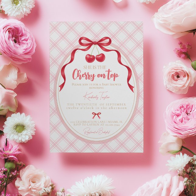 Coquette Cherry Baby Shower Invitation (Créateur téléchargé)