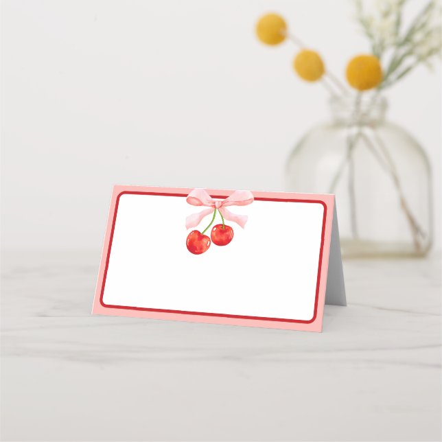 Coquette Cherry Blank Food Label or Place Card (Front)