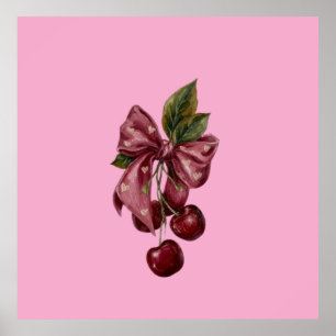 Coquette Cherry Bow Canvas Wall Art