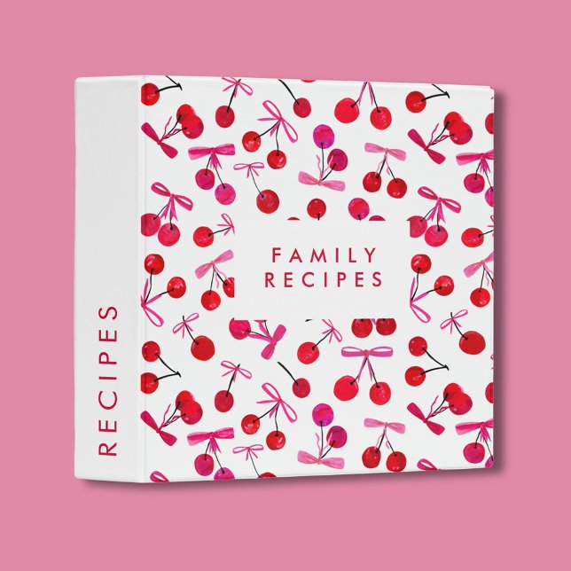 Coquette Cherry & Bow recipe Binder (Cherry and bow coquette style recipe binder, great for cooks, chefs and bakers.)