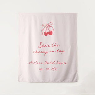Coquette Cherry Bridal Shower Fabric Welcome Tapestry