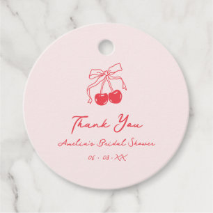 Coquette Cherry Bridal Shower Thank You Favor Favour Tags