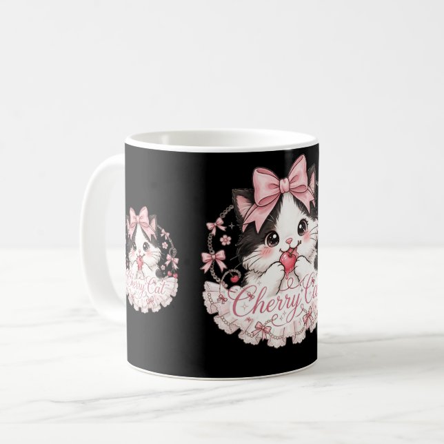 Coquette Cherry Cat Mug  (Front Left)