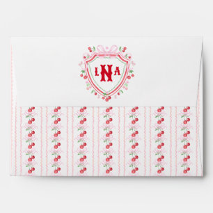 Coquette Cherry Crest Monogram  Envelope
