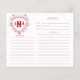 Coquette Cherry Crest Monogram Recipe Card