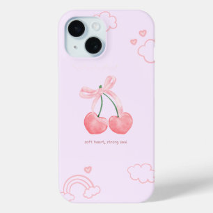 Coquette Cherry Cute Pink Bow iPhone 15 Case