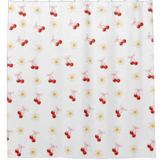 Coquette Cherry Daisy Shower Curtain
