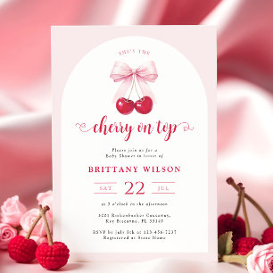 Coquette Cherry On Top Arch Baby Shower Invitation
