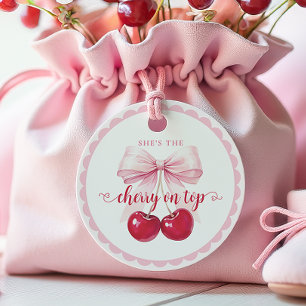 Coquette Cherry on Top Baby Shower Favour Tags
