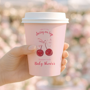 Coquette Cherry on Top Baby Shower Paper Cups