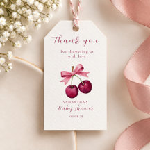 Coquette Cherry On Top Baby Shower thank you tag