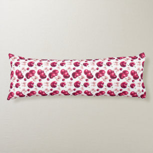 Coquette Cherry Pattern Pink Bow Aesthetic Body Pillow