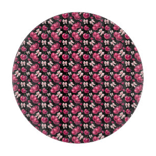 Coquette Cherry Pattern Pink Bow Aesthetic  Cutting Board