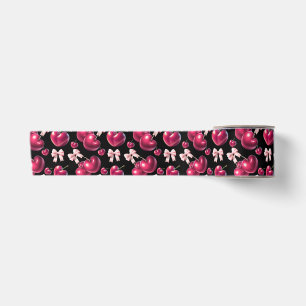 Coquette Cherry Pattern Pink Bow Aesthetic  Satin Ribbon