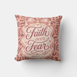 Coquette Christian Pink Bow Bedroom Gift for Her Throw Pillow