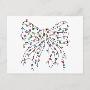 Coquette Christmas Bow Lights Postcard