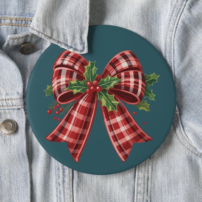 Coquette Christmas Bow Squad Gift Cute Winter  6 Inch Round Button (In Situ)
