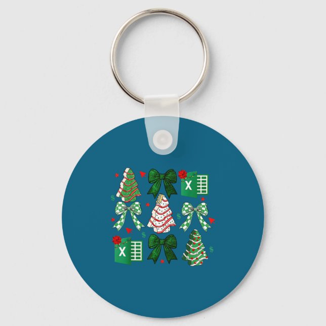 Coquette Christmas Cakes Spreadsheets Accountant Keychain (Front)