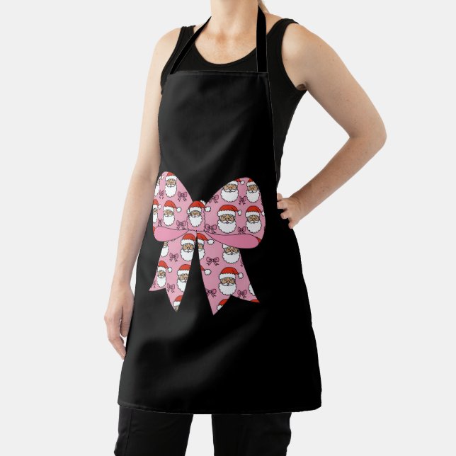 Coquette Christmas Pink Bow Santa Vintage Retro  Apron (Insitu)