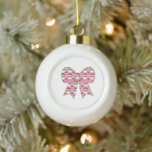Coquette Christmas Pink Bow Santa Vintage Retro  Ceramic Ball Christmas Ornament<br><div class="desc">Coquette Christmas Pink Bow Santa Vintage Retro Xmas</div>